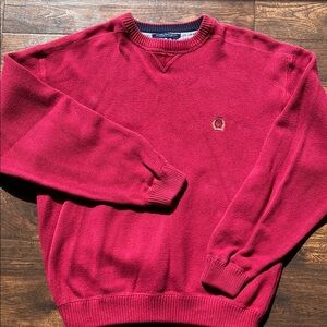 Tommy Hilfiger Red Crewneck Sweater with Embroidered Logo
